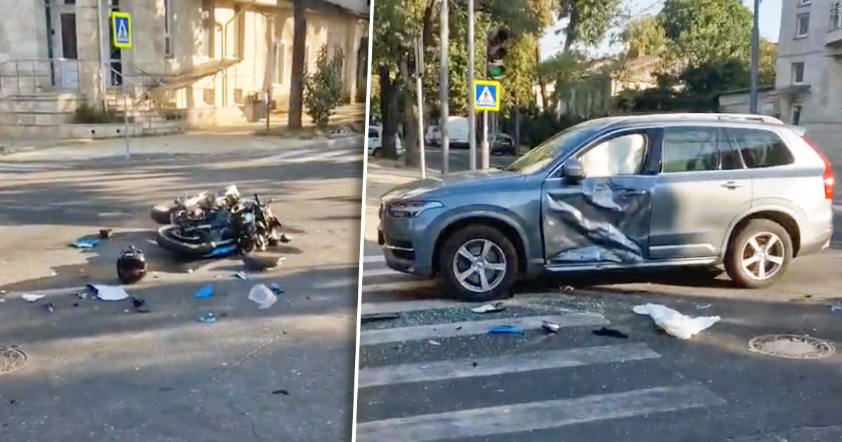 В Кишиневе мотоциклиста доставили в больницу после столкновения с автомобилем. Коллаж Point.md.