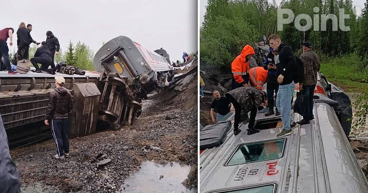 В России около 70 человек пострадали при сходе с рельсов пассажирского поезда.