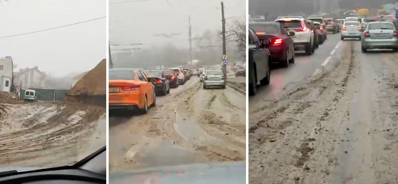 Camioanele împrăștie noroi pe drumurile din sectorul Râșcani. Șoferi: E ca în sat.