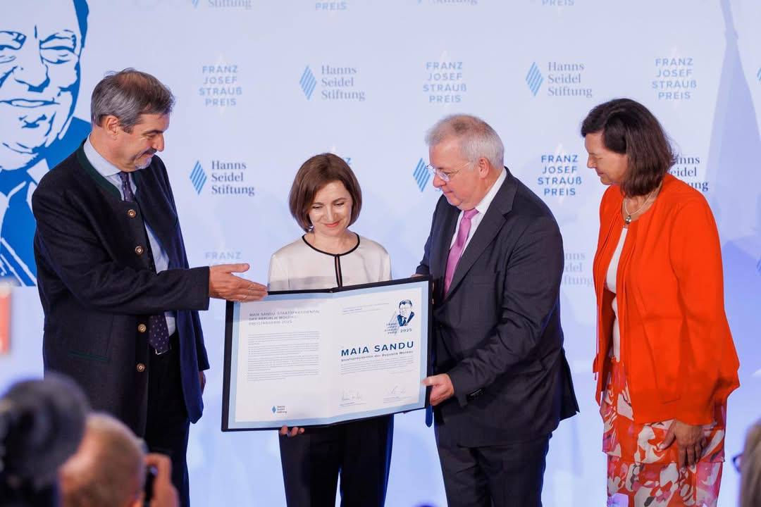 Sandu a primit în Germania un premiu de 10.000 de euro pentru consolidarea democrației și libertății de exprimare.