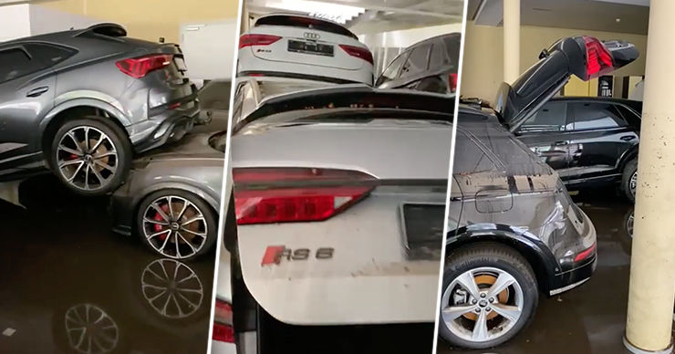 Дилерский центр Audi в немецком Леверкузене затопило из-за проливных дождей.