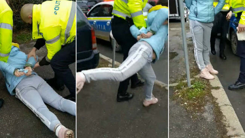 В Румынии полицейские скрутили и надели наручники на женщину, оскорблявшую их за замечание о маске.