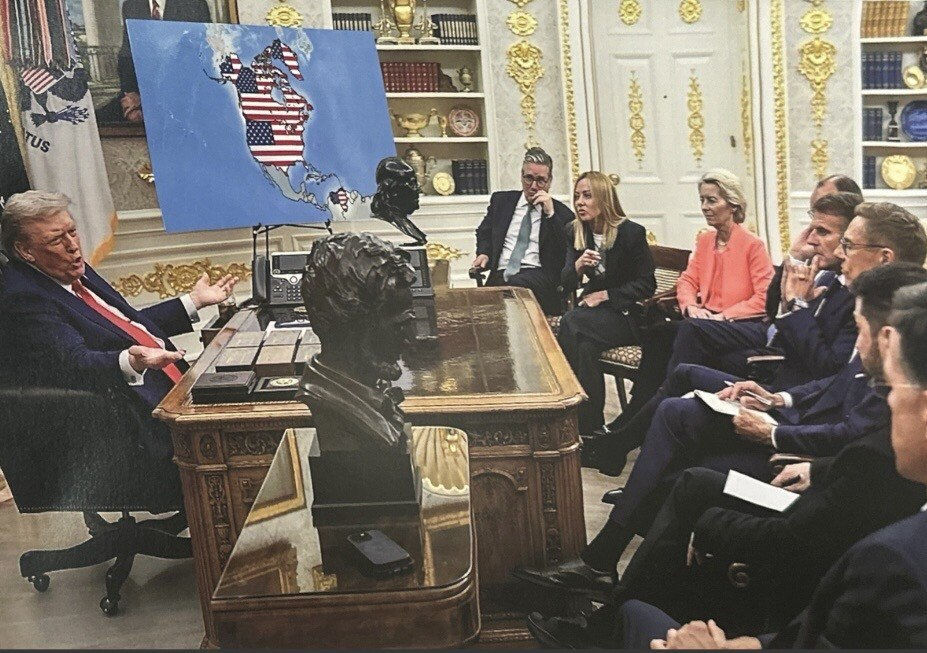 Trump a publicat o imagine a Groenlandei în culorile drapelului SUA.