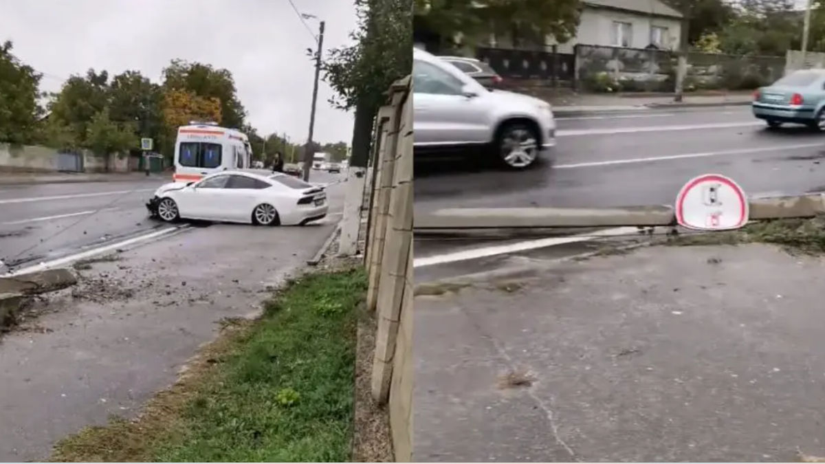 Un șofer a doborât un pilon de electricitate la Orhei.