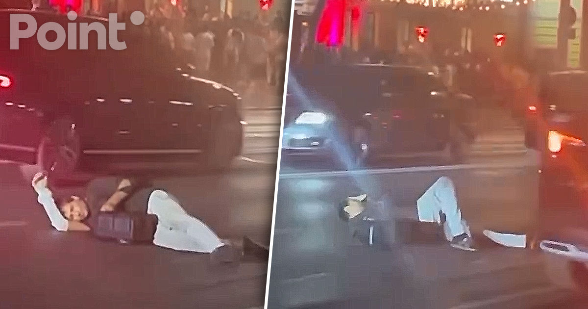 Un tânăr, surprins culcat pe carosabil în centrul Capitalei.