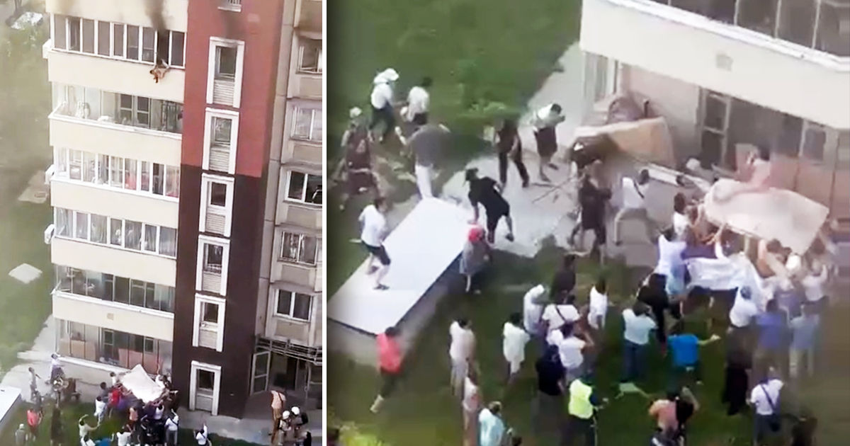Люди выпрыгивали из окон, спасаясь от пожара в многоэтажке в Алма-Ате. Коллаж: Point.md
