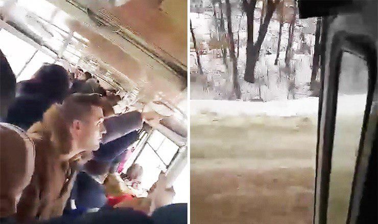 Поездку в столичном троллейбусе с открытыми дверями сняли на видео.