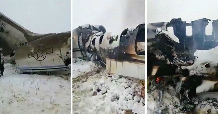 В Сети появилось видео с места крушения самолета в Афганистане.