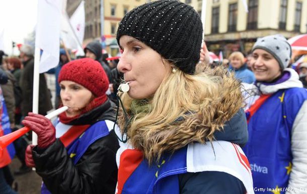 Демонстрация в Польше против реформы системы образования.