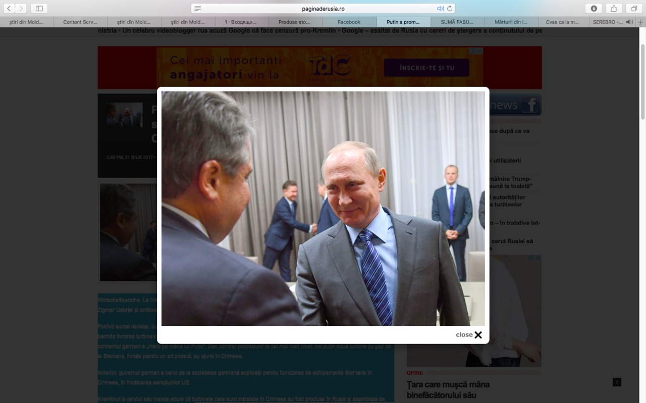 Putin a promis personal autorităților germane să nu permită livrarea turbinelor Siemens în Crimeea. 