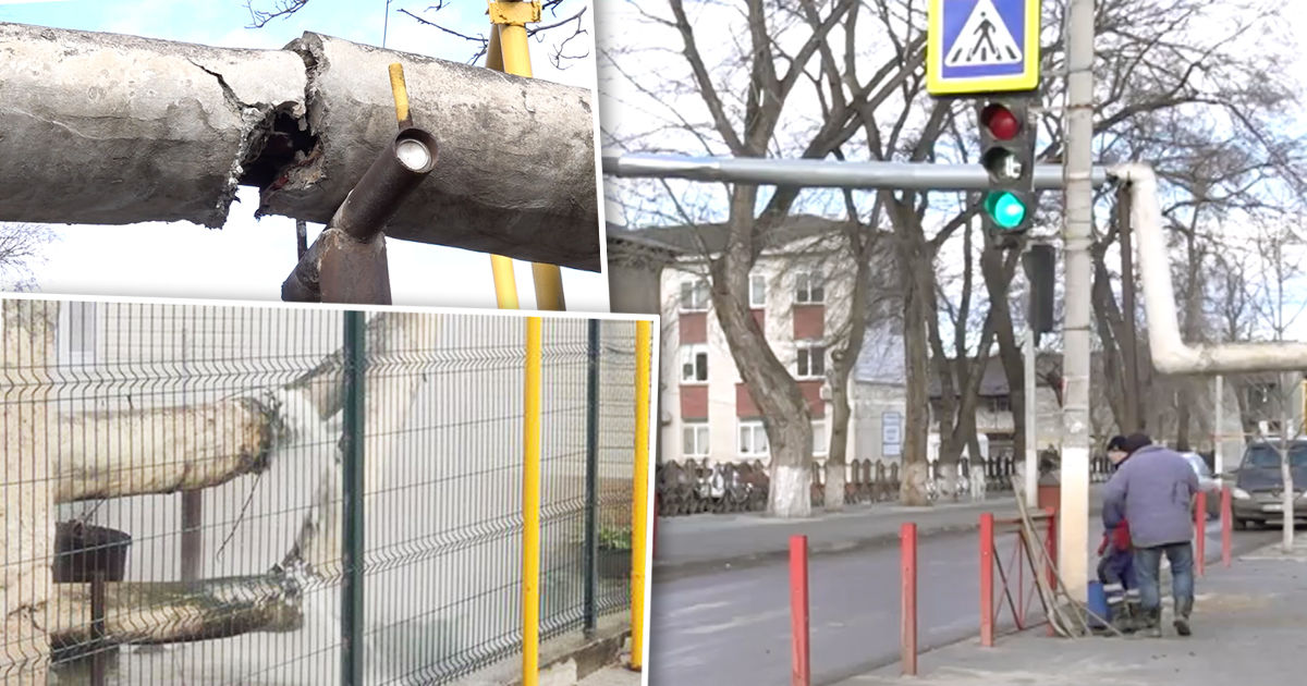 В Бельцах грузовик снес трубу CET Nord - восемь квартир остались без тепла. Коллаж: Point.md