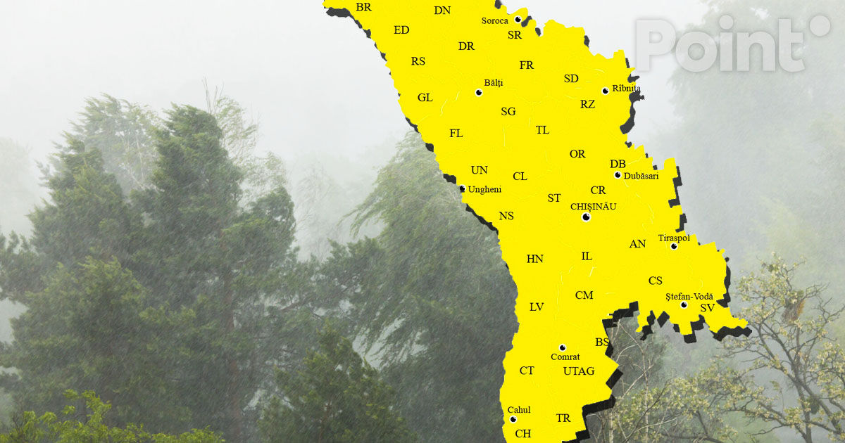Avertizare meteo: Cod Galben de vânt puternic în Moldova.