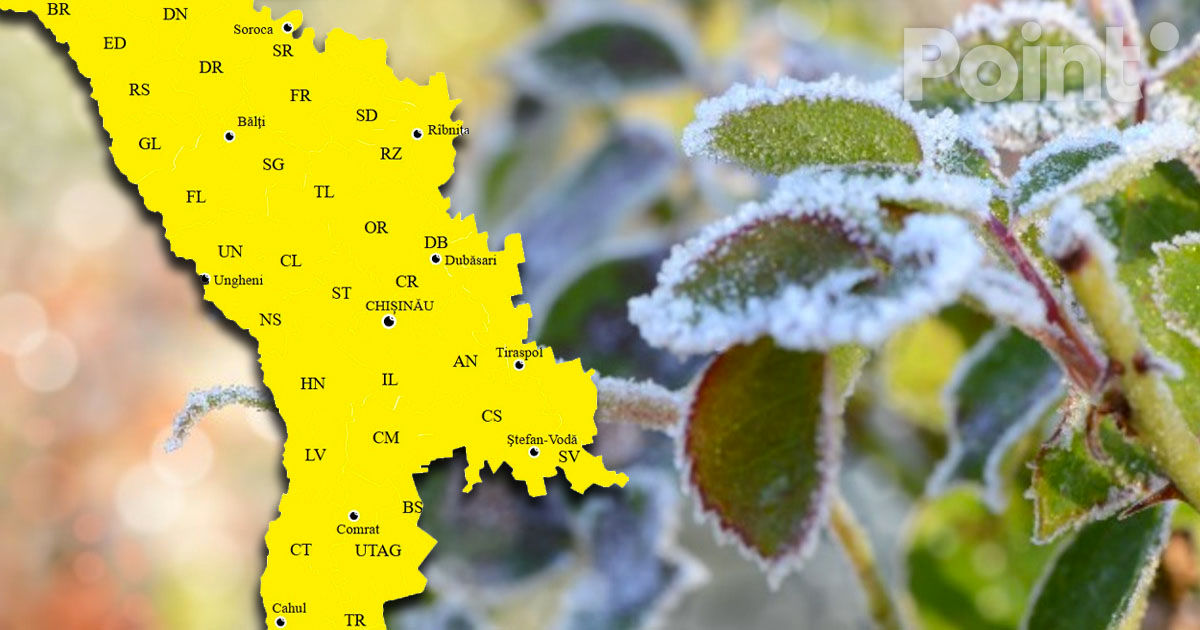 Avertizare meteo: Cod Galben de înghețuri în Republica Moldova.