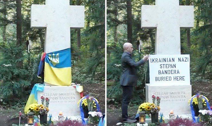 Грэм Филлипс устроил провокацию на могиле Бандеры.