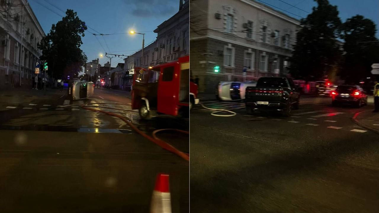 Автомобиль перевернулся в центре Кишинева после крайне опасного маневра.