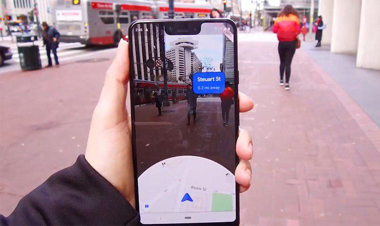 Google Maps тестирует режим дополненной реальности.