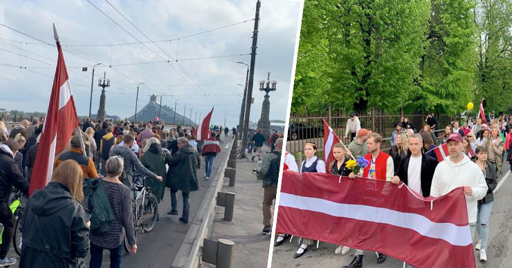 В Риге несколько тысяч человек требуют избавиться от наследия СССР. Коллаж: Point.md