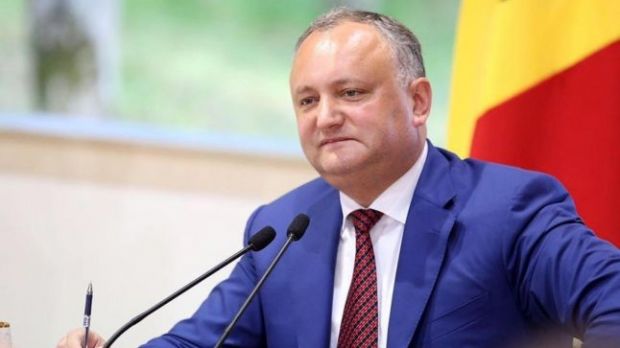 Prezentarea bilanțului activității lui Dodon, începută cu o minciună. Foto: RomaniaTV