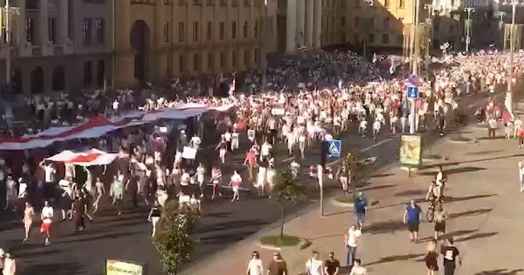 Ускоренное видео наглядно показало масштабность протестного митинга в Минске.