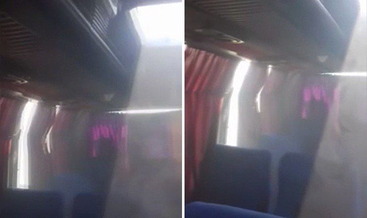 На протяжении поездки салон автобуса дважды заполнялся дымом.