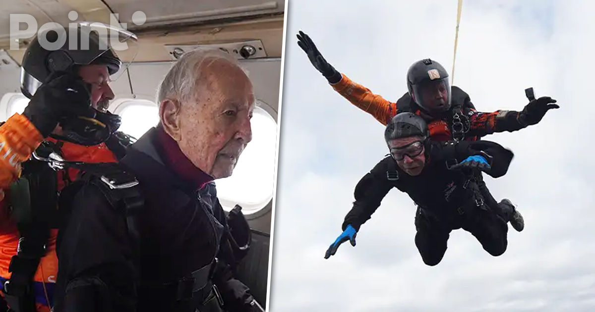 Самым возрастным парашютистом в мире стал 106-летний американец.
