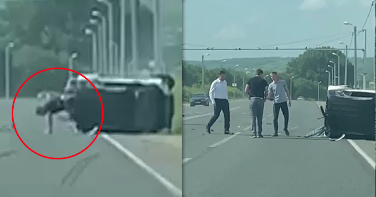 В Пересечине 26-летний водитель несколько раз перевернулся на машине на полной скорости. Коллаж Point.md.
