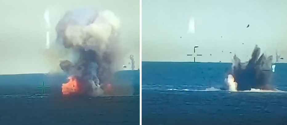 В Румынии показали видео уничтожения морского дрона истребителем F-16.