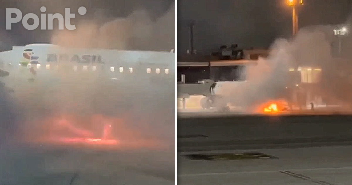 Un avion Airbus A320, cuprins de flăcări pe pistă în Brazilia.