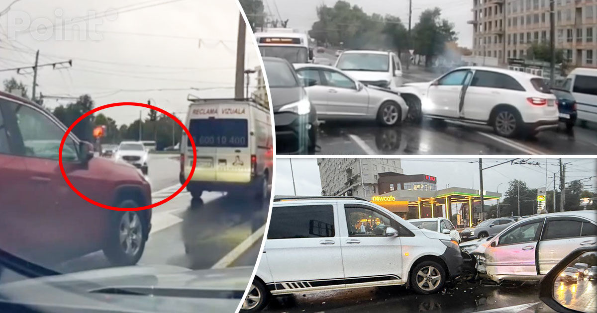 Momentul accidentului din sectorul Râșcani, surprins de o cameră de bord.
