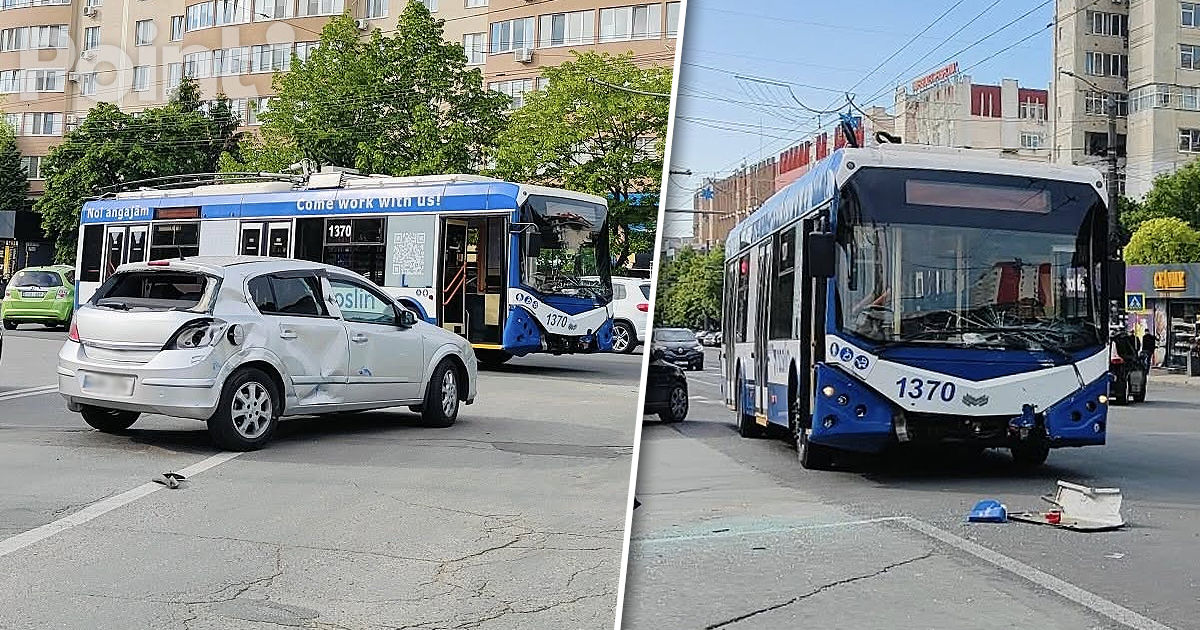 Troleibuz cu pasageri, implicat într-un accident în Capitală.