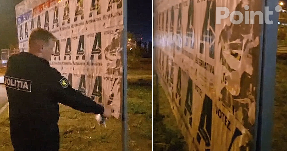Ceban a publicat imagini video în care un polițist dezlipește pliante ale Blocului Alternativa.