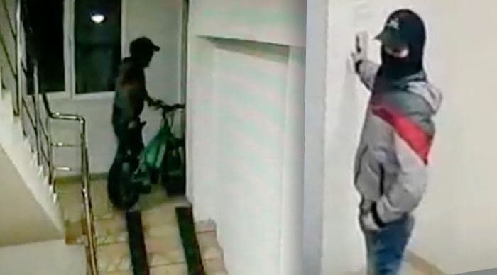 В столице разыскивают вора, укравший велосипед из подъезда жилого дома.