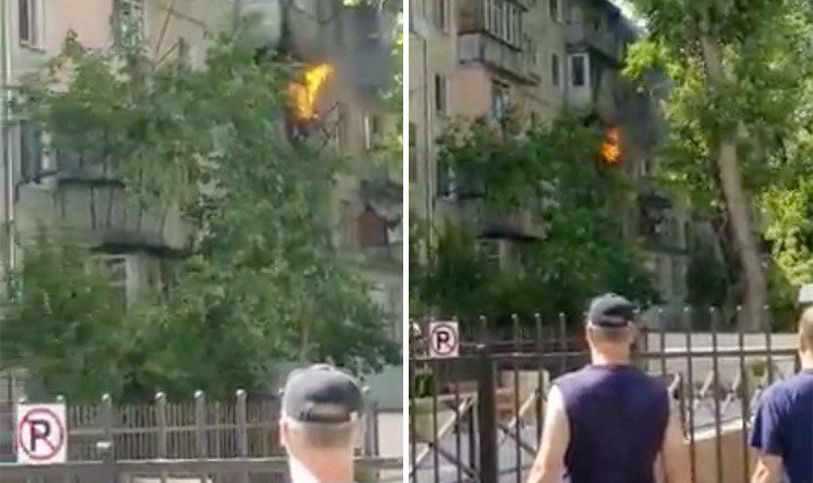 Тесно стоящие здания в Кишиневе мешают подъехать пожарным машинам.