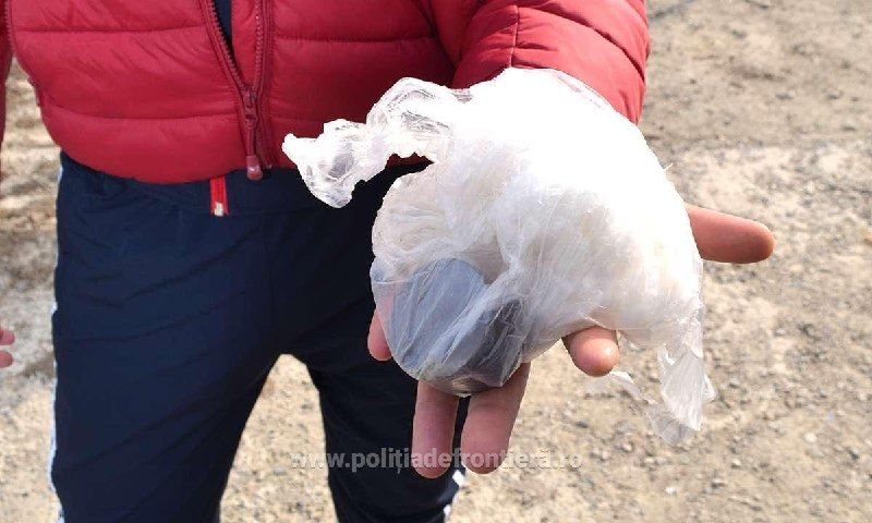 Во время обыска у молдаванина в правом кармане верхней одежды нашли пластиковый пакет с растительным веществом зелено-оливкового цвета в виде почек и соцветий. Фото: politiadefrontiera.ro.