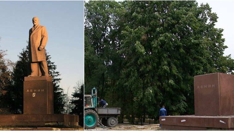 PCRM: Monumentul lui Lenin din Făleşti, demontat la comanda autorităţilor. Foto: rtr.md