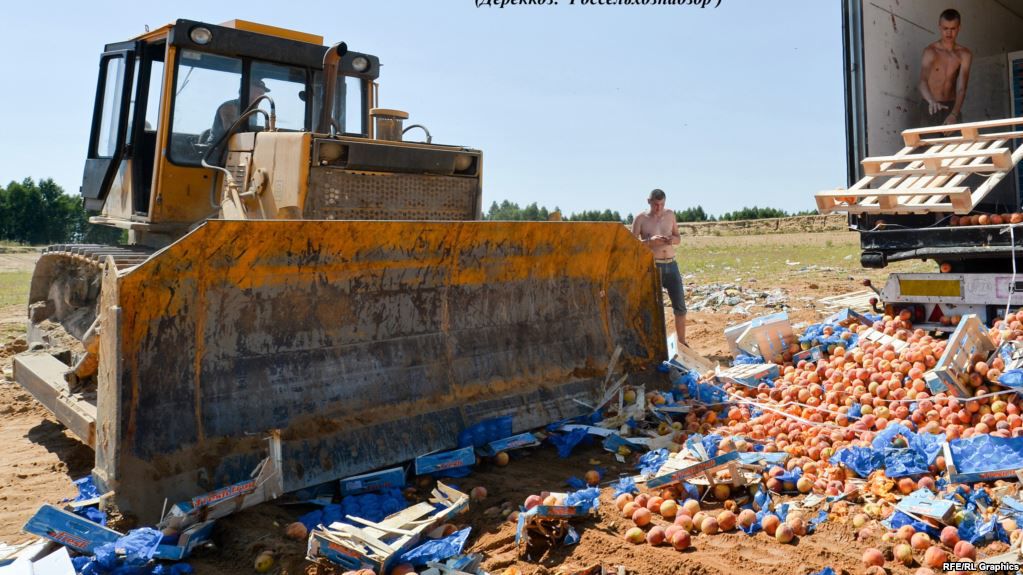 В России с 6 августа 2015 года уничтожили около 17 тыс. тонн продукции из стран, попавших под российское продовольственное эмбарго.