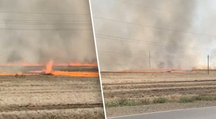 Опубликовано видео огненного торнадо в Башкирии.