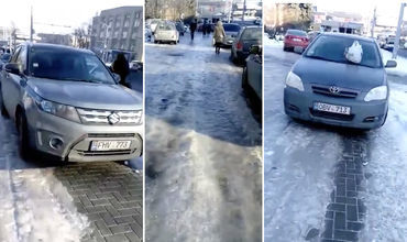 Tupeu fără margini: Un șofer și-a parcat mașina pe trotuar