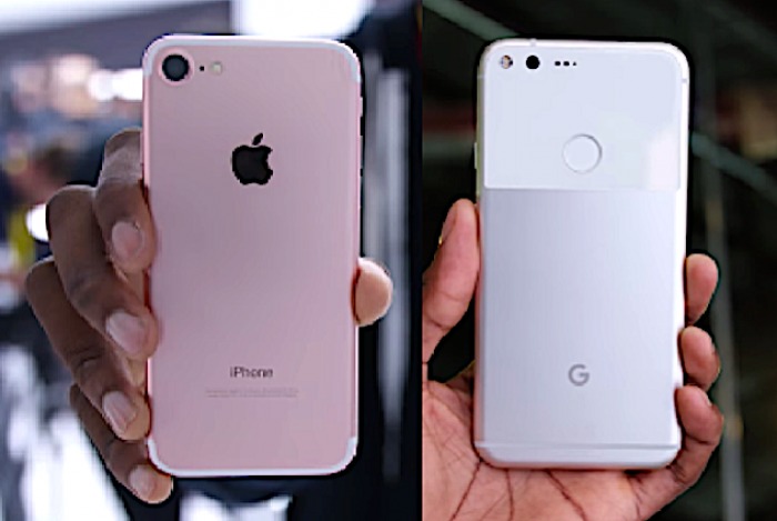 Phone 7 versus Google Pixel, trântite de la 300 de metri.Foto: Yahoo