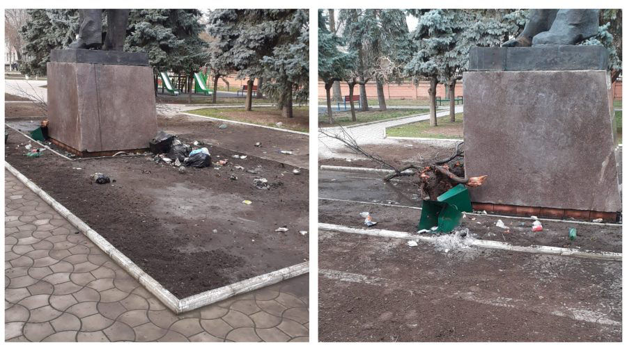 В Новых Аненах подожгли памятник Ленину.