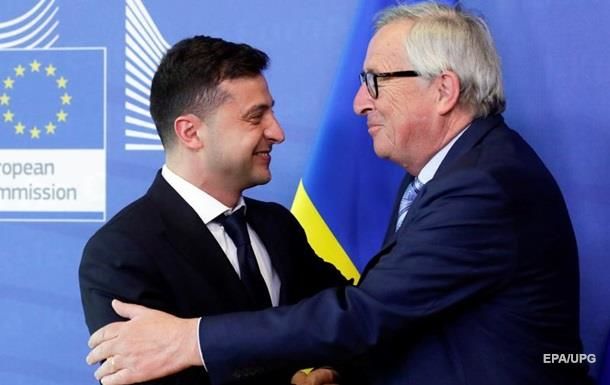 Президент Украины Владимир Зеленский и президент Европейской Комиссии Жан-Клод Юнкер.
