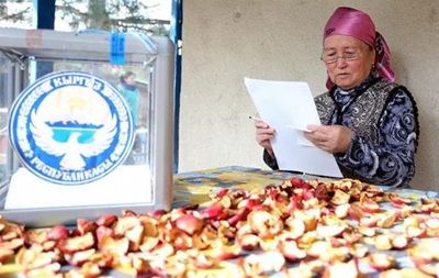 На избирательном участке под Бишкеком.