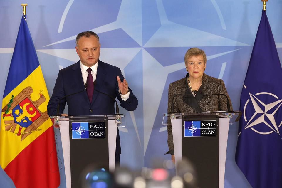 Пресс-конференция президента РМ Игоря Додона с заместителем генерального секретаря НАТО Роуз Геттемюллер.