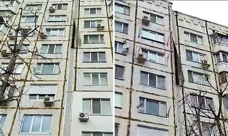 Во время сильного ветра на Чеканах раскачивался многоэтажный дом.