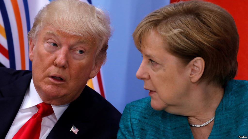 Президент США Дональд Трамп и канцлер Германии Ангела Меркель.