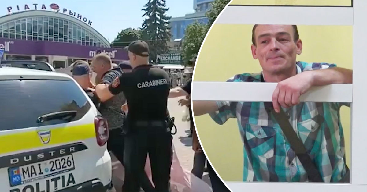 Бельчанин, ударивший полицейского при демонтаже палатки партии "Возрождение", получил 4 года тюрьмы. Коллаж: Point.md