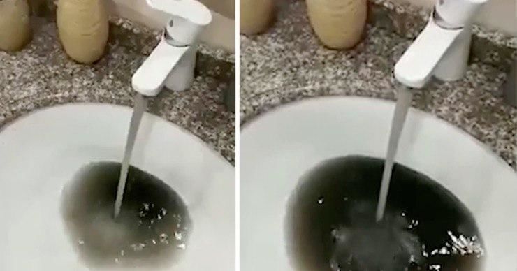 В одном из домов города Хынчешты из крана течет черная вода. Коллаж: Stiri.md