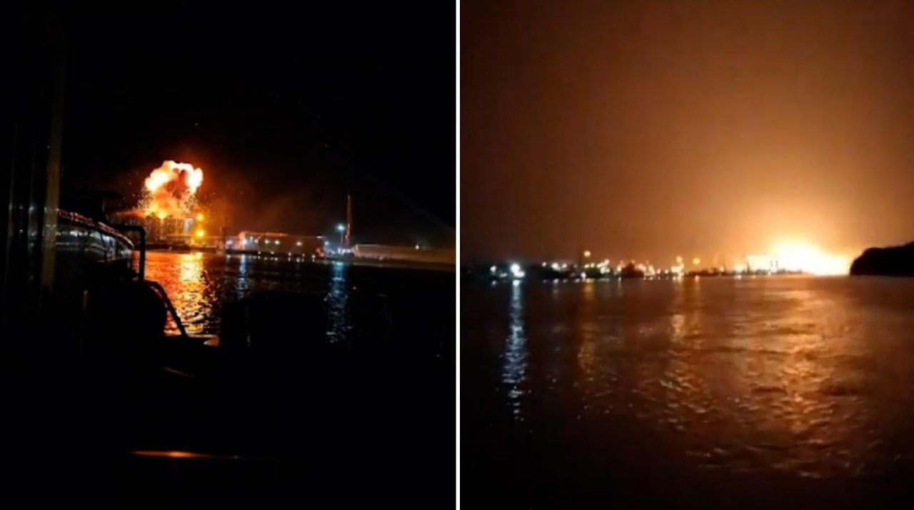 Атака на порт Рени в Одесской области попала на видео в Румынии.