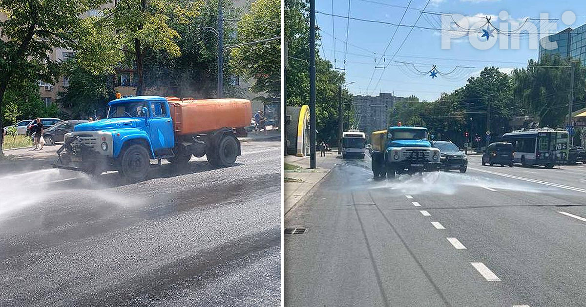 Pentru a atenua impactul caniculei în Capitală a început stropirea drumurilor principale.