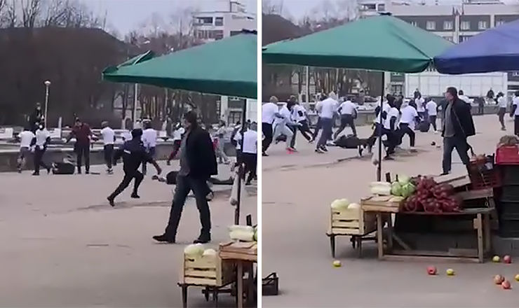 Нападавшие были в масках и белых футболках, их попытались задержать правоохранители.
